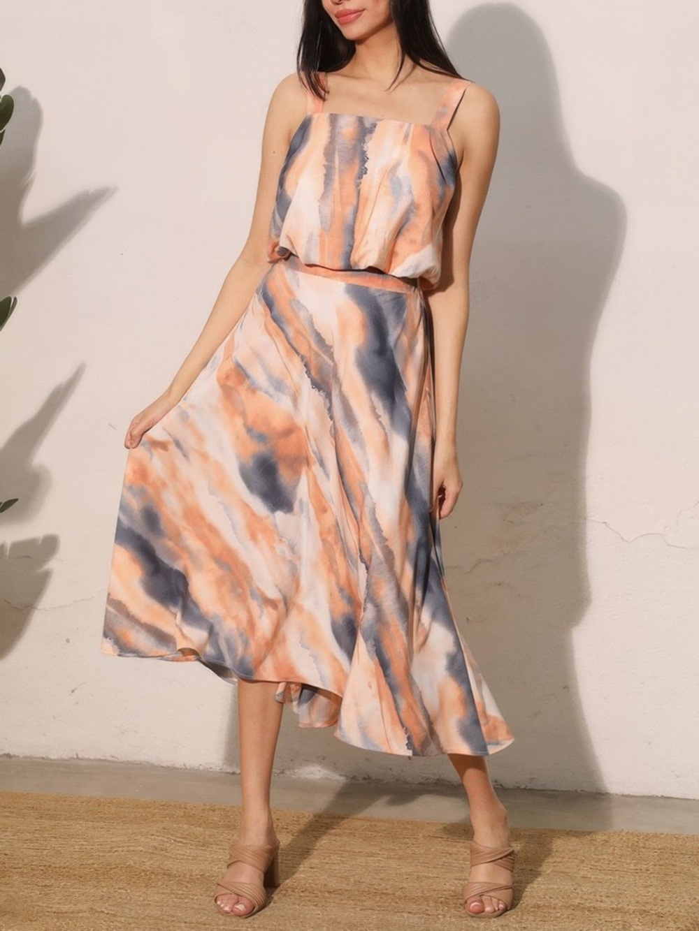 Cloud Tie Dye Midi Swing Skirt - Picture 2 of 5